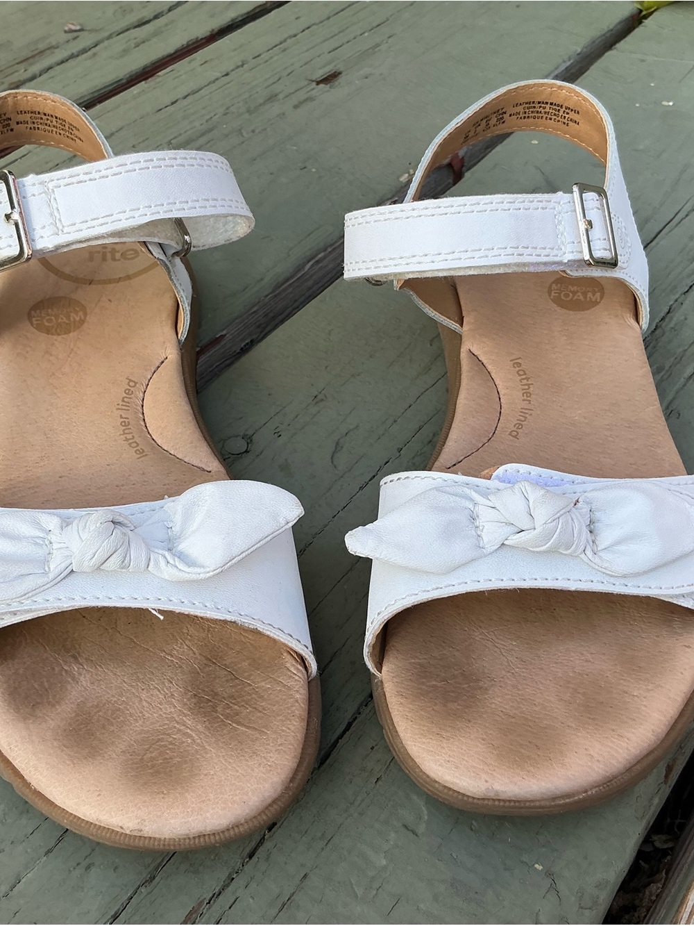 Stride Rite White Knotted Strap Kids Sandals